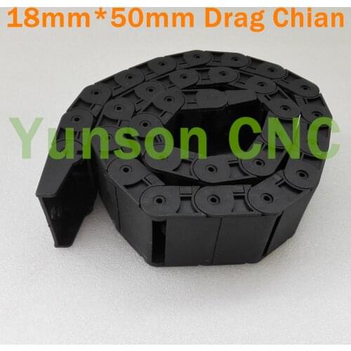 18*50mm Bending Radius 38 R38 Semi Enclosed Type Cable Chain Reinforced Engineering Nylon Drag Chain L1000mm with end connector