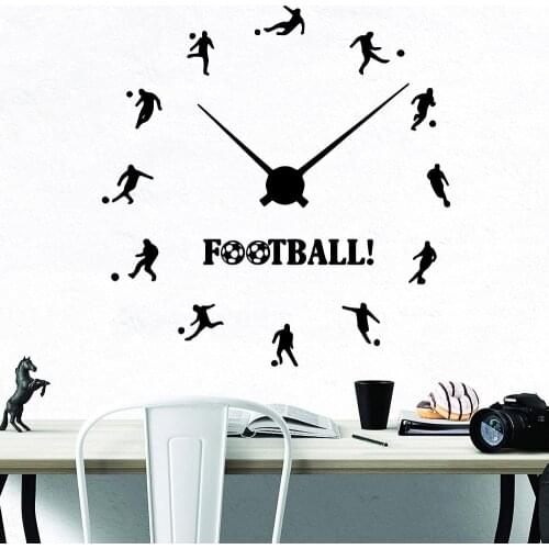 Drop Shipping Football Clock Vinyl Self Adhesive Wallpaper For Home Decor Living Room Bedroom Wall Stickers Waterproof Wallpaper
