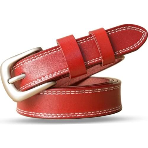 Women Belt White Real Leather Belts Female Vintage Genuine Leather Cowhide Casual Brand Ladies Square Pin Buckle Belts