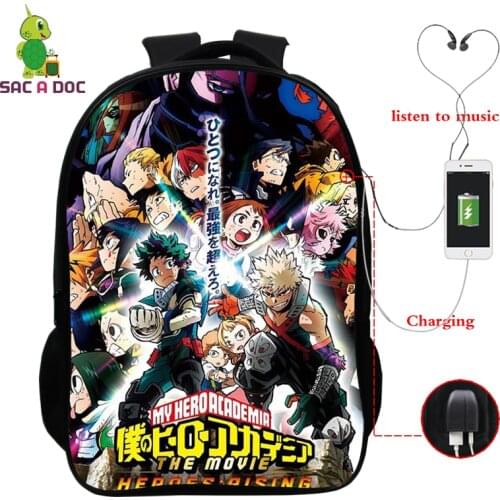 16 Inch Japanese Anime Backpack School Bag My Hero Academia Anime Bookbag Rucksack Boku No Hero Academia Kids Backpacks Bags