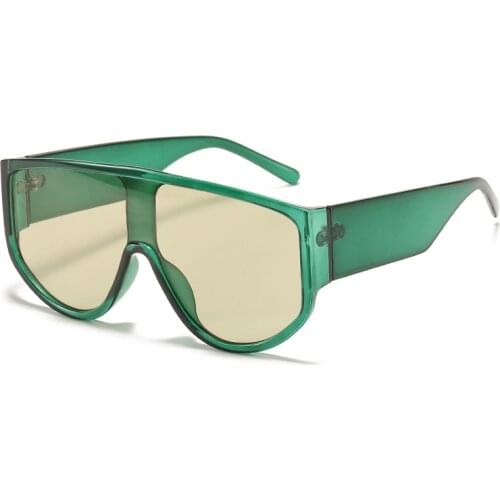 Oversized One-Piece Square Frame Women Men Sunglasses Gray Orange Lens UV400 Eye Protection Girl Sexy Ladies Outdoor Eyewear