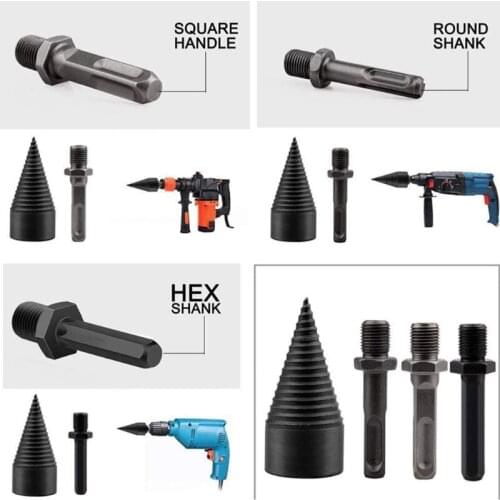 1 Set Hexagonal Wood Splitting Impact Drill Bit High Hardness Firewood Log Splitter Removable Heavy Duty Drill Screw Cone Tool