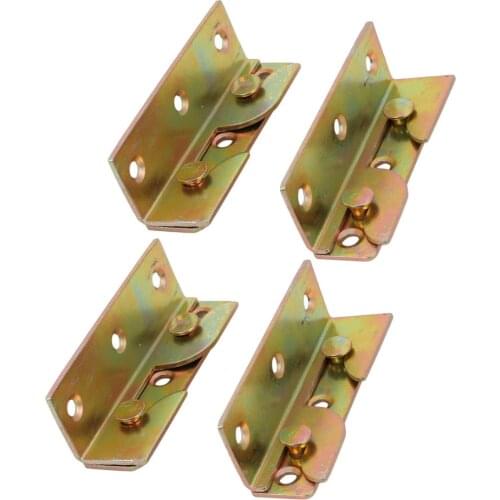 Uxcell Iron, Zinc Plated 79mmx25mmx23mm Screw Fixed Bed Hinge Rail Brackets Connecting Fittings Bronze Tone 4 Sets Hot Sale