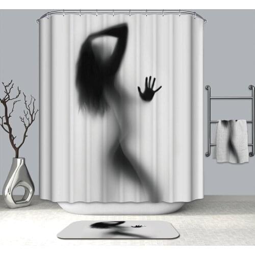 Bathroom Curtain High Quality Nature Waterproof Polyester 2m Fabric Girl Shadow Woman Simple Shower Curtain