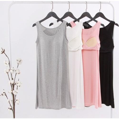 Ladies pajamas, modal, with chest pad, no steel ring, nightdress, cup, home service, one-piece nightdress