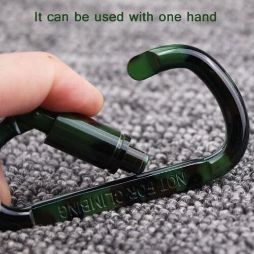 1Pcs Practical Camouflage D Shaped Aluminum Alloy Carabiner Hook Keychain Mutlifucntional Climbing Equipment Karabiner Mosqueton