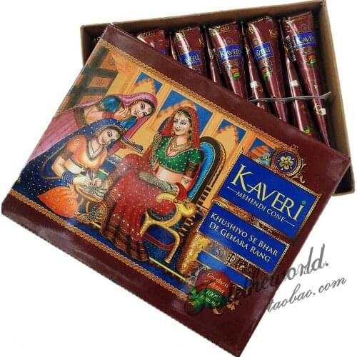 12Pcs Brown Black Color Henna Paste Cone Beauty Women Mehndi Finger Cream Paint Drawing for Temporary Tattoo Body Art 25G