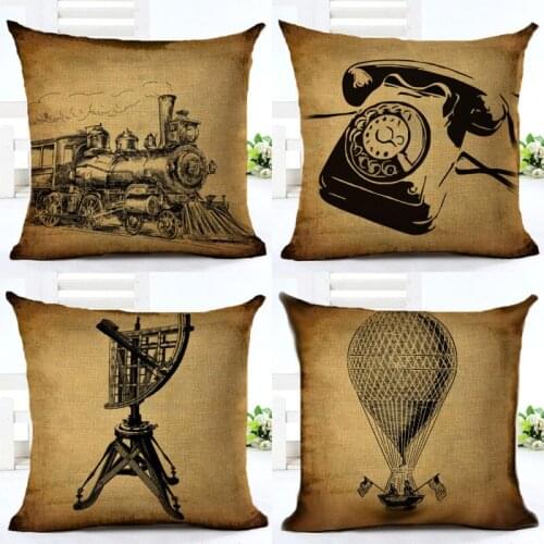 18'' VINTAGE Pattern Cotton Linen Throw Pillow Case Cushion Room Gifts Single Sides Printin