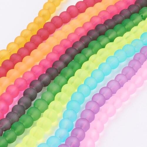 20strands 4 6 8 10mm Frosted Round Transparent Glass Bead Strands for Jewelry Making DIY Hole: 1.1~1.6mm; about 31.4"/strand