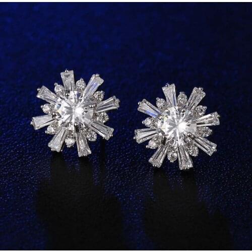 2016 Fashion Luxury Elegant Style Plant Stud Earrings for Women Gold Color Wedding Jewelry Earrings for Woman Party ER0185