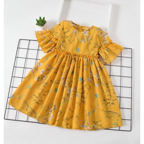 2020 princess party Toddler girls kawaii boho dress summer quinceanera dresses short sleeves floral print dress girls