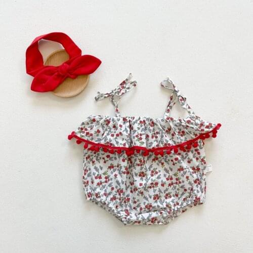 2021 Summer Baby Girl Sling Romper Floral Sleeveless Bodysuits Newborn Girls Fashion Rompers Playsuits Toddler Clothes Sets