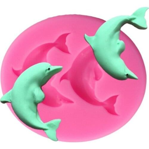 3D Dolphin Shape Mold Silicone Fondant Cake Decorating Tools Chocolate Baking Mould 3D Sugarcraft Resin Clay Homemade Bakeware