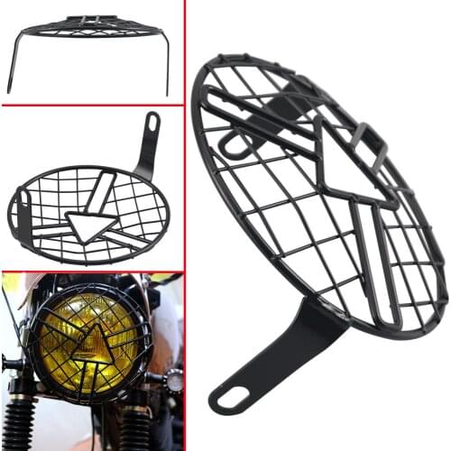 6.5" Universal Headlight Cover Mesh Grille Lampshade Fit For Triumph Honda Harley Cruiser Chopper Bobber Old School Cafe Racer