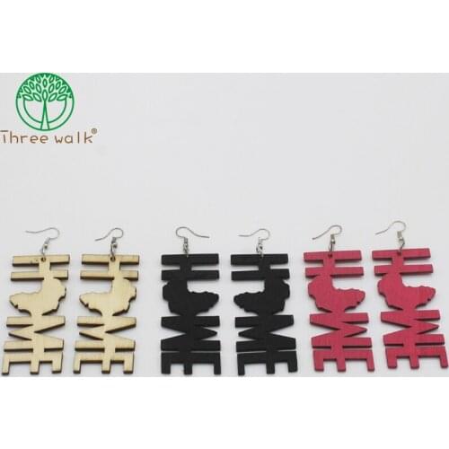 African Home Wood Earrings For Women Wooden Jewelry