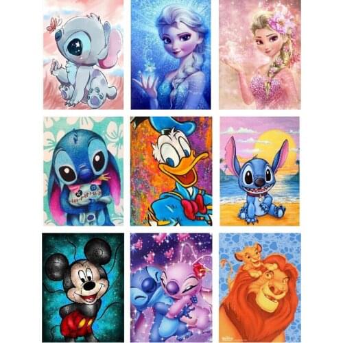 Disney Cartoon Lilo Stitch Nani Diamond Painting Round Diamond Mosaic Embroidery Childrens Room Decor Handwork