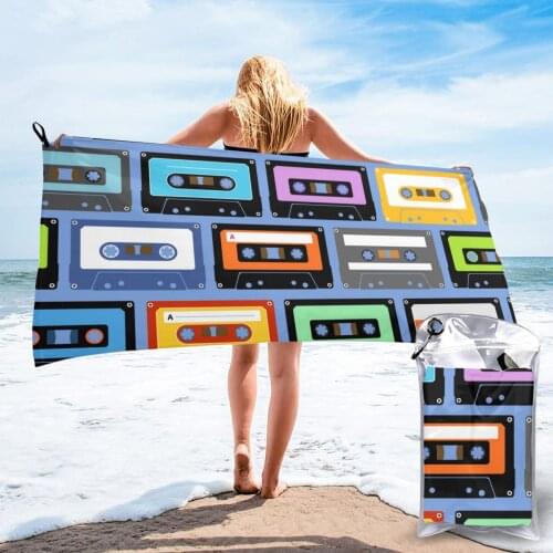 Wearable Bath Towel Cartoon Music Recordable Cassettes Soft Absorbent Unique Towel for Hotel Home Bathroom Gifts Women Bathrob