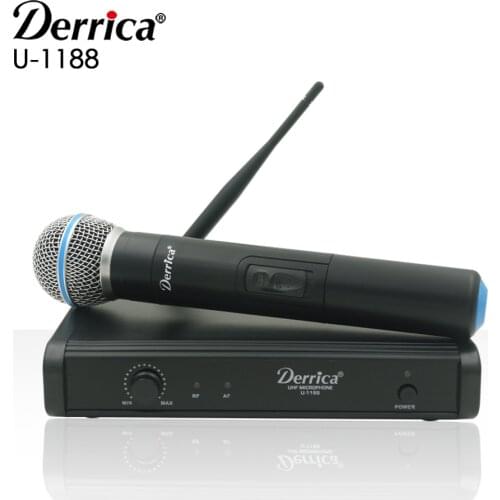 Free shipping! Derrica U-1188 Professional UHF Wireless Microphone Karaoke System with U-188 Handheld Transmitter Microfone Mic