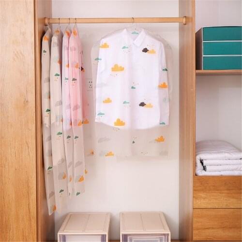 Clothes Dust Cover PEVA Bags Case for Household Hanging-type Coat Suit Protect Storage Bag Wardrobe Organizer Hanger Reuseable