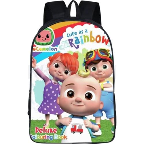 16 inch Printed Cocomelon Children Backpack Student Schoolbag Cartoon Boys and Girls Toddler Orthopedic Backpack Mochila