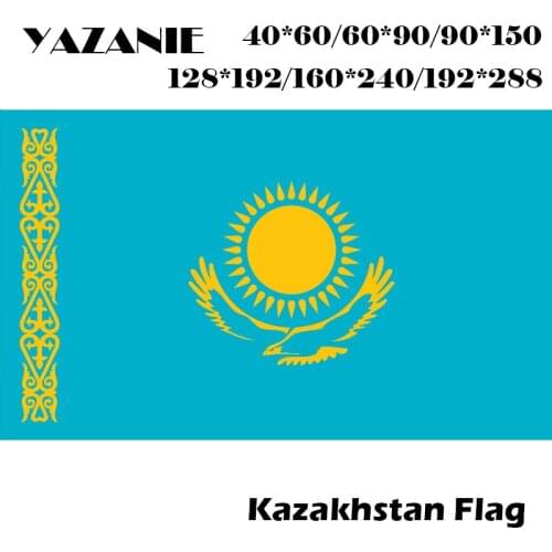 YAZANIE 60*90cm/90*150cm/120*180cm/160*240cm Kazakhstan National Flag International Banner Large World Country Flags and Banners
