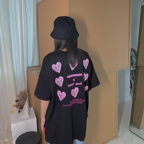 Three dimensional gradual change letter printing T-shirts womens summer salt loose neutral BF short sleeve lovers top tees