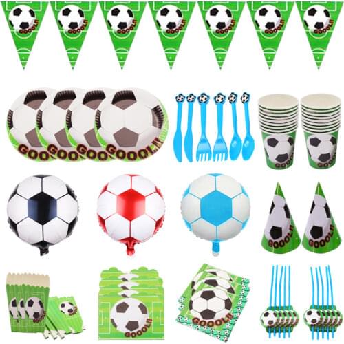 Football Theme Party Disposable Tableware Set Birthday Party Decorations Plates Napkins Cup Banner For Baby Shower Kids Supplies
