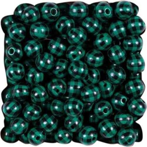 Checkered Wood Beads 16 Mm / 0.63 Inch Polished Interval Beads Christmas Party Supplies Diy Decoration Home Decoration