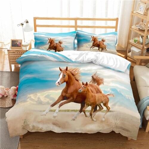 Luxury 3D Animal Horse Series Printed Bedding Set 2/3pcs Comfortable Duvet Cover Pillowcase Home Textile Queen and King Size