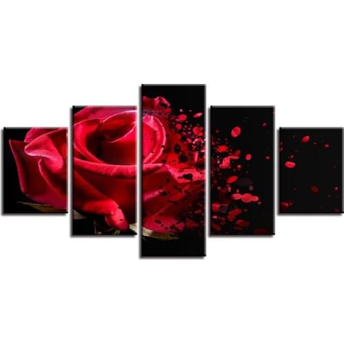 Red rose diamond painting 5 Pieces full square round drill embroidery diamond Pictures Home Decor mosaic wall Paintings