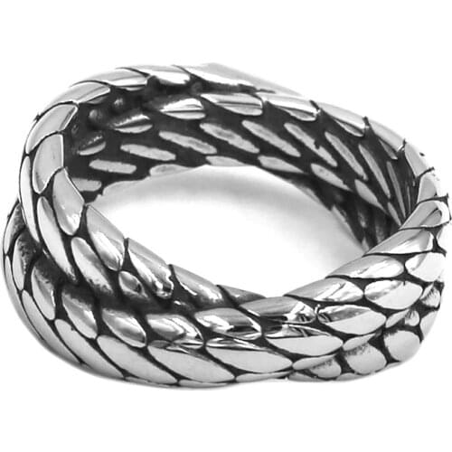 Fashion Bicycle Chain Ring Stainless Steel Jewelry Vintage Punk Motor Biker Weaving Chain Women Ring For Men Gift SWR1001