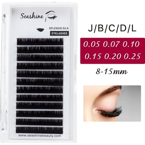 Seashine False Eyelashes 12 Lines/Tray Individual Lashes J/B/C/D/L lashes Extension Supplies Russia Volume Makeup Can OEM