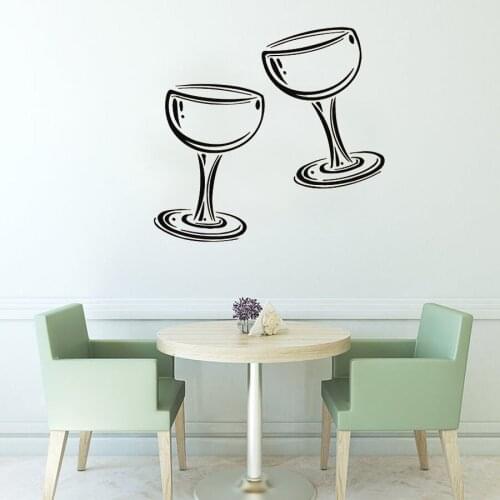 Two Glasses Of Wine Champagne Kitchen Wall Sticker Cafe Restaurant Wall Decal Living Room Bedroom Home Decor Vinyl Art Murals