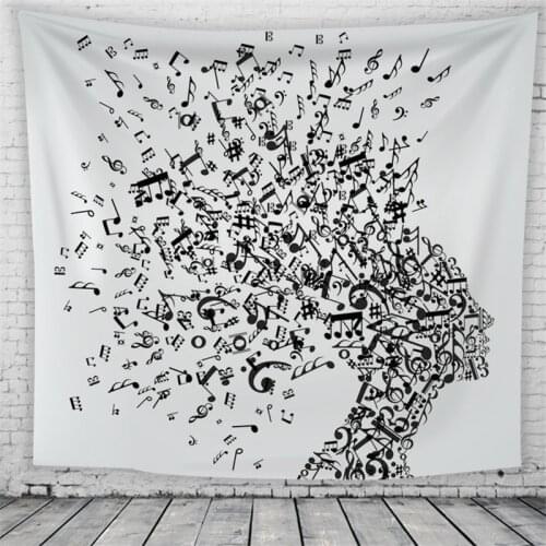 Brief Musical Note Print Wall Tapestry Table Background Cloth Bedroom Living Room Wall Hanging Tapestries Beach Blanket mandala