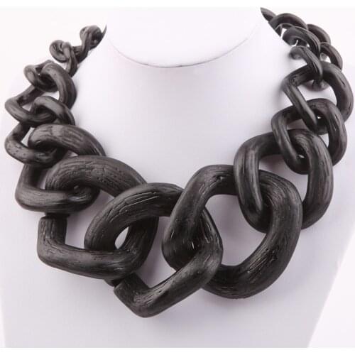 Boho Costume Jewelry Large Sweater Chain Necklaces Women Big Chunky Matte Acrylic Resin Cuban Chain Necklace Lady Gift NK1004