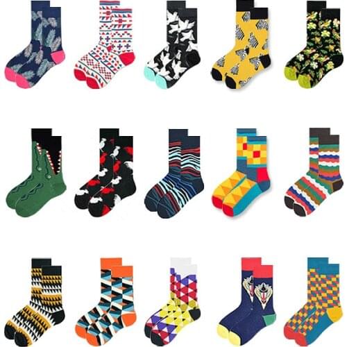Peonfly High Funny Quality Colorful Cartoon Hip Hop Cotton Socks Harajuku Style Happy Motion Meias Men Calcetines