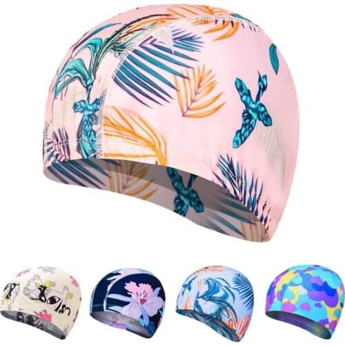 HOT Cloth Swimming Cap Color Solid Color Cloth Swimming Cap Long Hair Elastic Fashion Adult Mens and Womens Children