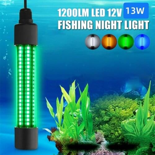 1200LM 5M LED Submersible Fishing Light Deep Drop Underwater Fish Lure Bait Finder Lamp Squid Attracting 12-24V