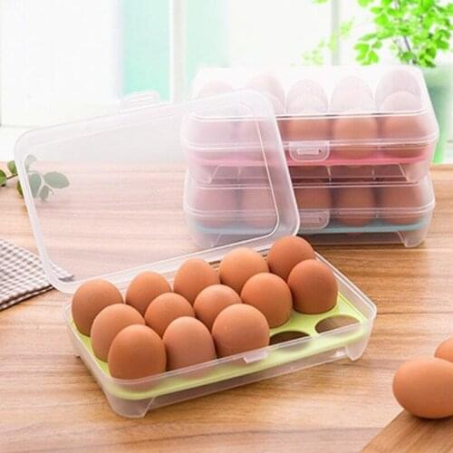 Practical Kitchen 15 Eggs Holder Refrigerator Container Kitchen Storage Foldable Home Box Plastic Tools
