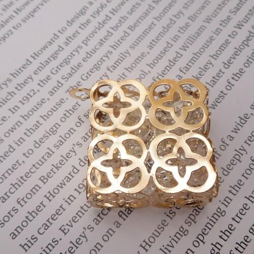 Hollow Rhinestone Gold Pendants Circle Square Plum flower for Necklaces Earrings Bracelets 29mm(1.1") ev-pe4
