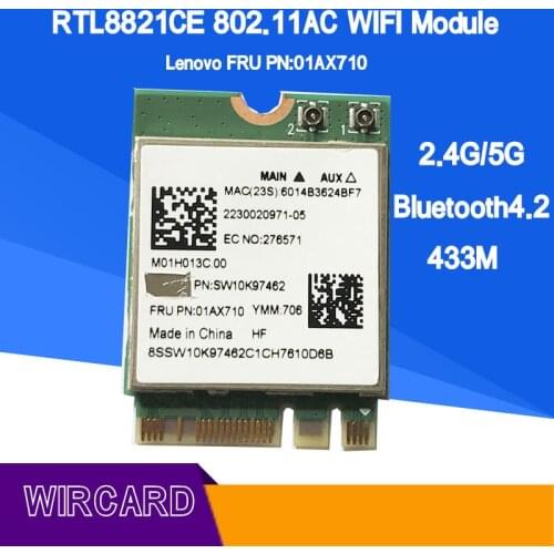 RTL8821CE 802.11AC 1X1 Wi-Fi+BT 4.2 Combo Adapter Card FRU 01AX710 wireless network card For laptop
