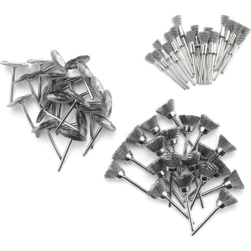 Steel Rotary Brush for 60Pcs 3mm Shank Wire Wheel Brush Mini Drill Rotary Tool for Metal Rust Polishing