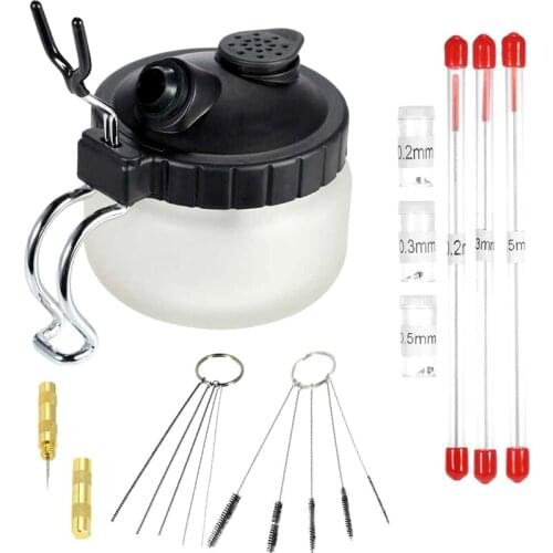 0.2/ 0.3/0.5Mm Airbrush Cleaning Pot Glass Air Brush Holder Clean Paint Jar Bottle Spray Wash Tools Needle Nozzle Brush Set