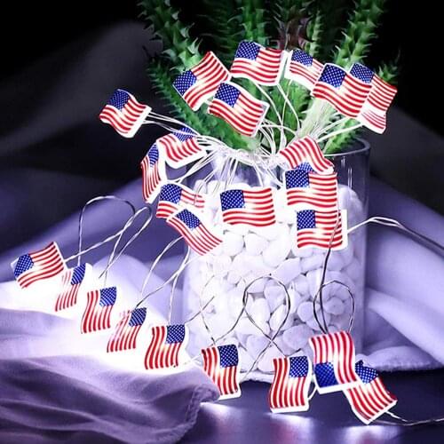 Led lights Flag Star String Lights Powered By Battery for Independence Day 4th of July Indoor Outdoor Decorations