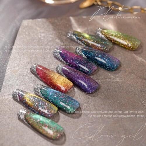 Reflective Cat Magnetic Gel Nail Polish 9D Wide Cat Magnetic Auroras Laser Glitter Sequins Soak Off UV Nails Art Gel