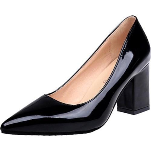 7cm High Heel Pumps Fashion Walking Shoes Women Solid Casual Pointed Toe Pumps Ladies Leather Daily Shoes for Working Party
