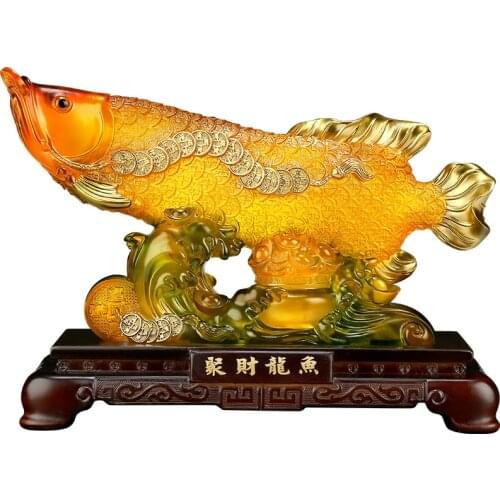 Lucky Arowana Ornaments Home Decoration Living Room Tv Wine Cooler Crafts Shop Opening Gifts Figurines Miniatures Free Shipping