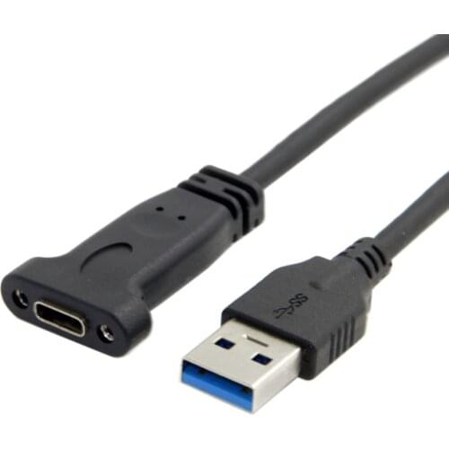 USB 3.1 USB-C Type C Female with Panel Mount Screw Hole to USB 3.0 A Male Data Cable 20cm