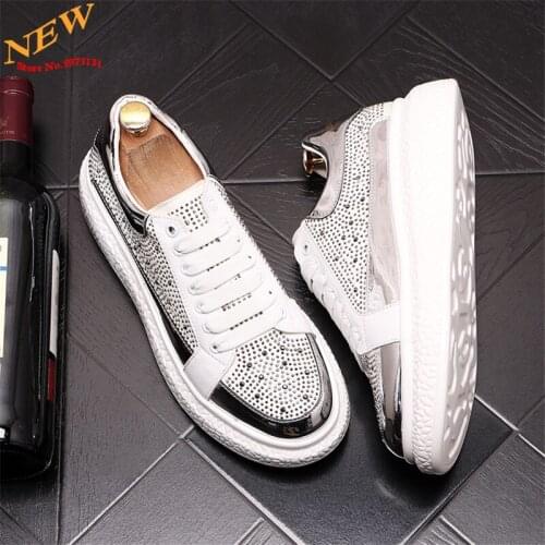 Spring New Luxury Rhinestone Men Casual Shoes Hip Hop Sneakers Young Man Platform Shoes Trainers Chaussure Homme