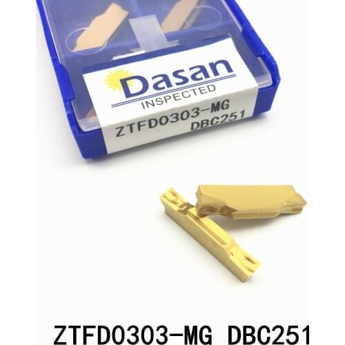 10pcs Lathe Insert ZTFD0303-MG DBC251 Carbide Grooving Insert CNC Grooved Blade for QFFQD Lathe Slotting Tool Holder Boring Bar